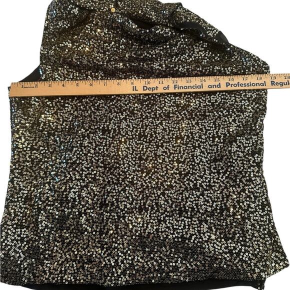 Calvin Klein Gold Sparkle Draped tank top petite large holiday new year - Picture 3 of 8